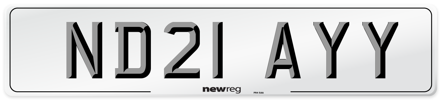 ND21 AYY Number Plate from New Reg